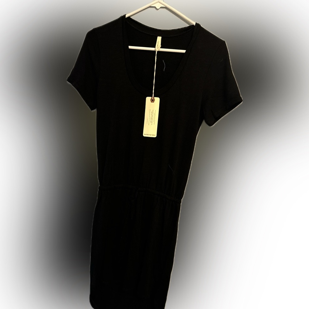 Lanston Sport Black Short Sleeve Dress w/ drawstring NWT Sz XS $150